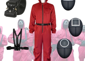 Costume Cosplay de calmar jeu méchant rouge combinaison ronde Six Npc cercle Triangle masque carré sangle ceinture accessoires Halloween