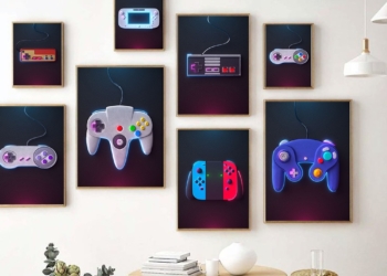 Peinture sur toile murale imprimée pour jeu vidéo, rétro, affiche Vintage, contrôleur de manette de jeu, image, décor de chambre d’enfant, pour garçons