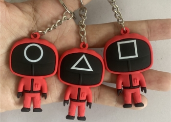 Porte-clés de Cosplay en forme de personnage de calmar, breloques, accessoires, Triangle rond, pour femmes, hommes, enfants, jouets, cadeau